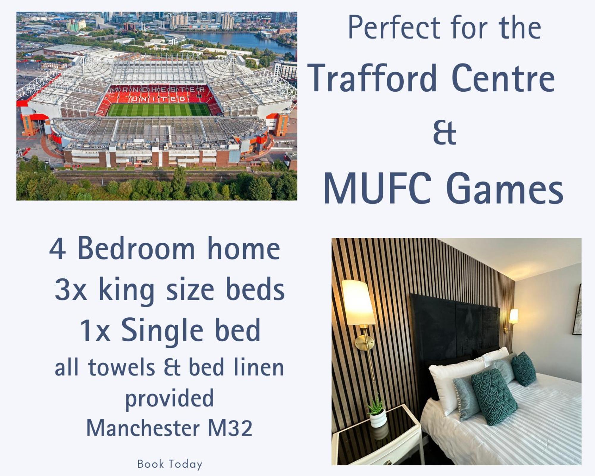Waterside Mufc & Trafford Centre Townhouse 4 Bedroom Free Parking مانشستر المظهر الخارجي الصورة